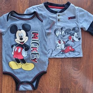 Disney Mickey Mouse 12-18M Bodysuit And Shirt Bundle